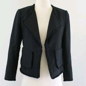 ANN TAYLOR Textured Fringe Trim Jacket Work Career Sz.XS